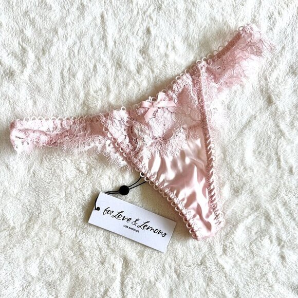NWT For Love & Lemons Pink Faye Thong Panty - XXS - Picture 2 of 7